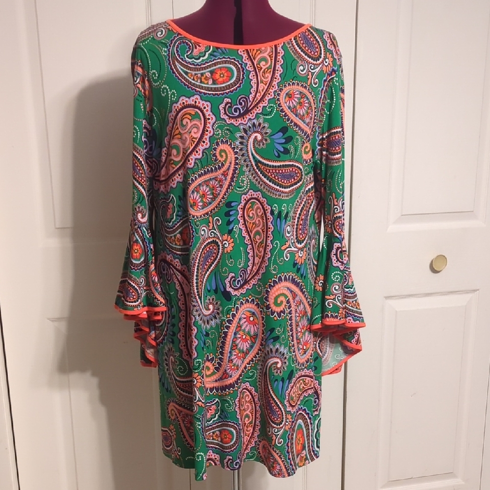 Paisley Print Green Dress